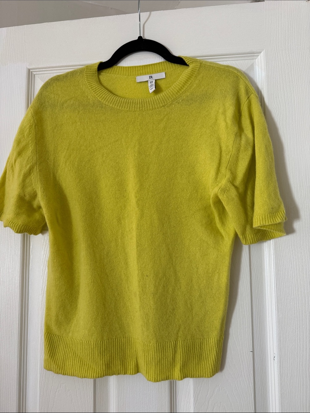 Banana Republic Lemon Cashmere Crewneck Short-Sleeve Sweater